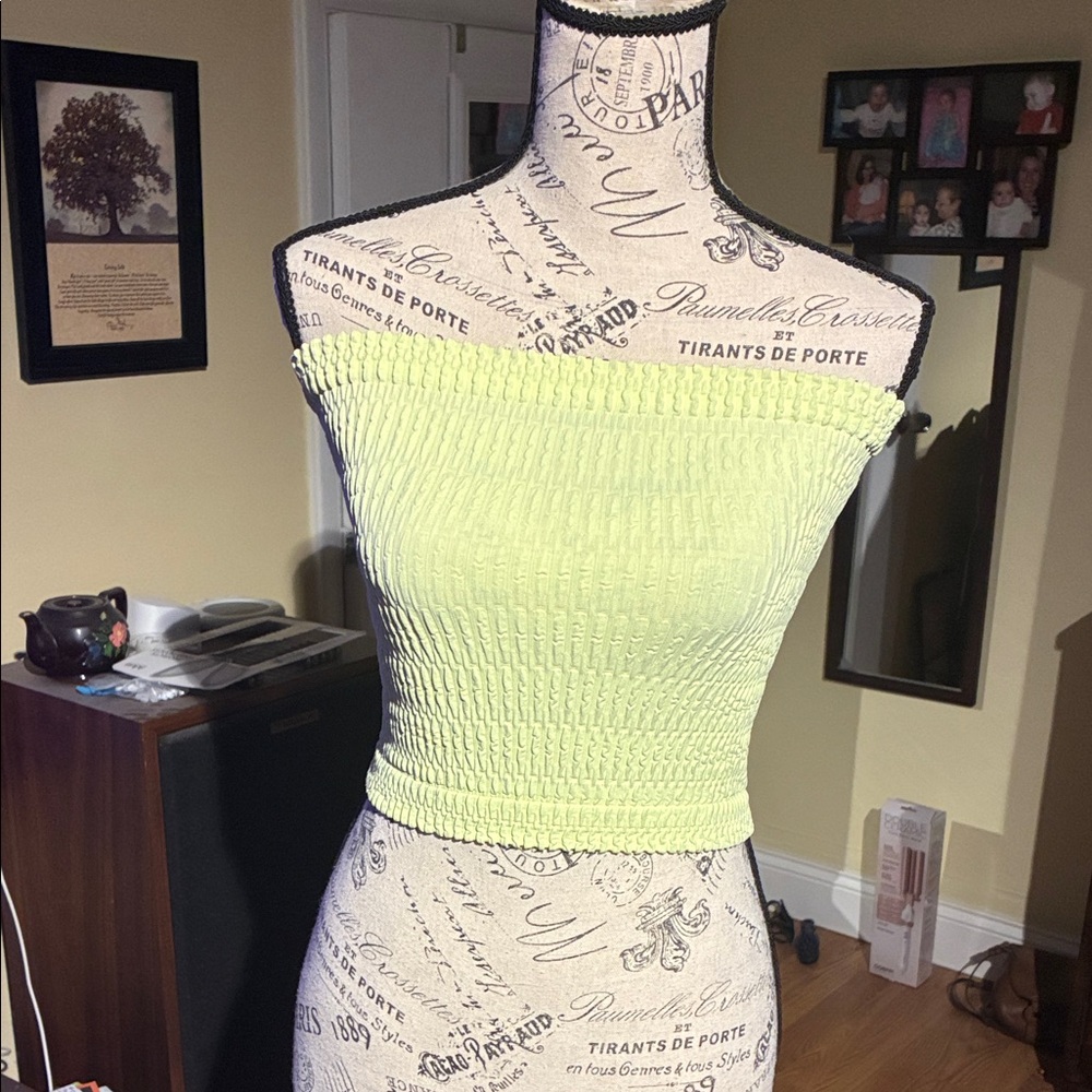 No Boundaries Lime Green Smocked Off-Shoulder Crop Top